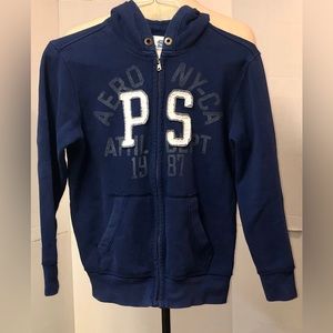 P.S. From AEROPOSTALE Blue Full-Zip Hooded Sweatshirt Youth Size : 14